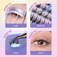 FelinWel 154-Pcs DIY Cluster Lash Kit – 4 Styles, Natural to Mega