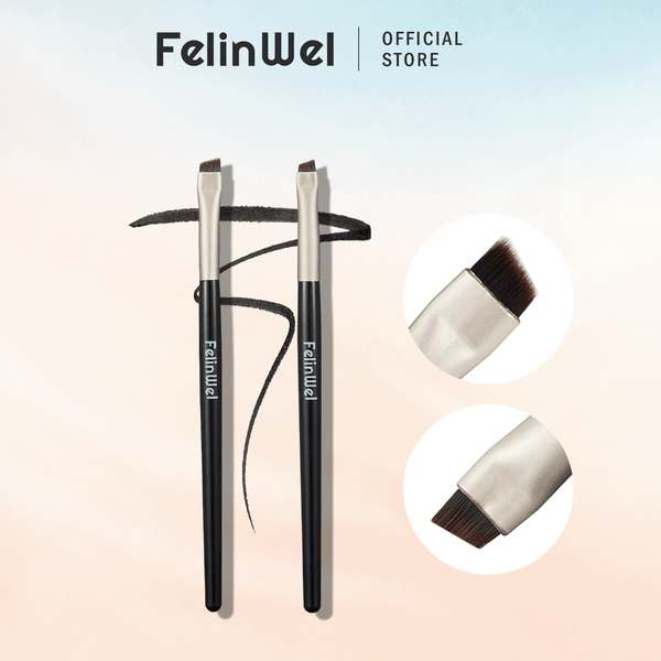 FelinWel 2 brochas de maquillaje para cejas y delineador de ojos en ángulo 