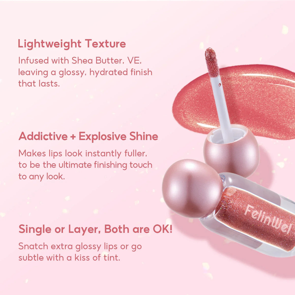 FelinWel Glitter Lip Gloss – Moisturizing & Plumping, Non-Sticky