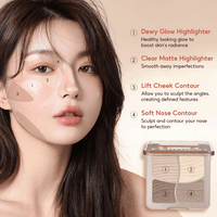 FelinWel 4 colores resaltador contorno paleta maquillaje 3D bronceador mate contorno polvo 
