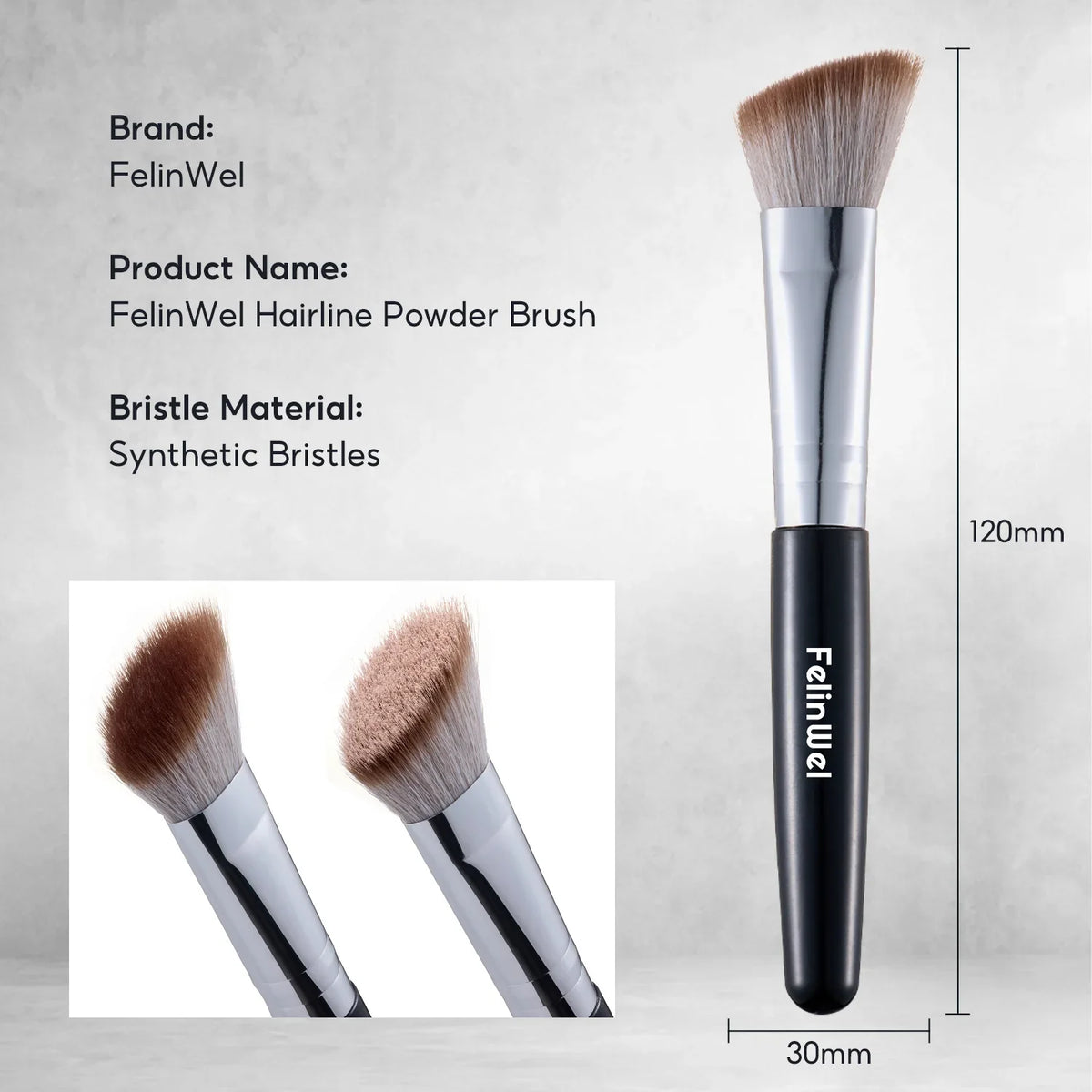 FelinWel Slope Hairline Powder Brush – Soft Vegan Fiber, Precise Blending
