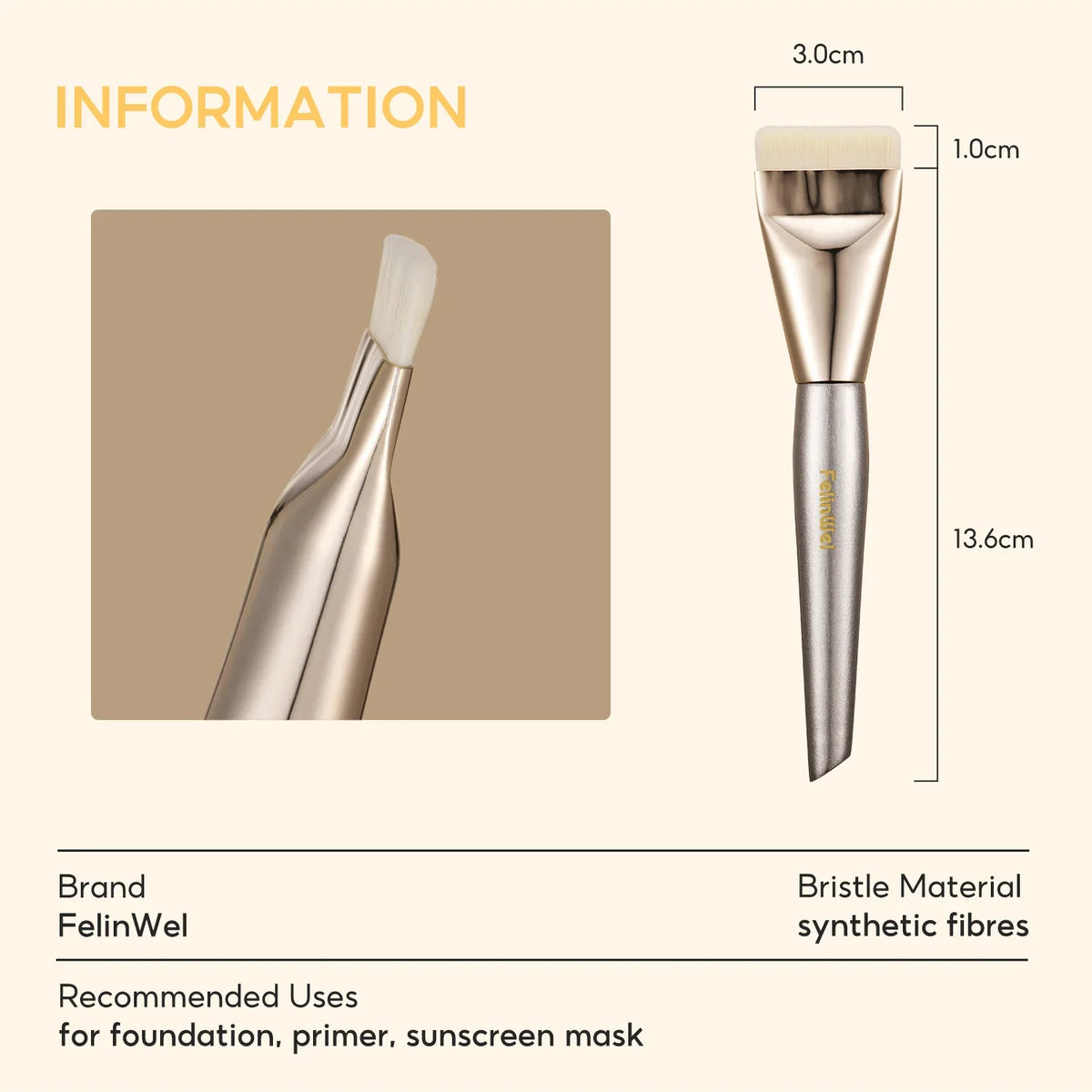 FelinWel Wide Flat Foundation Brush – Ultra-Dense Vegan Fiber, Streak-Free Finish