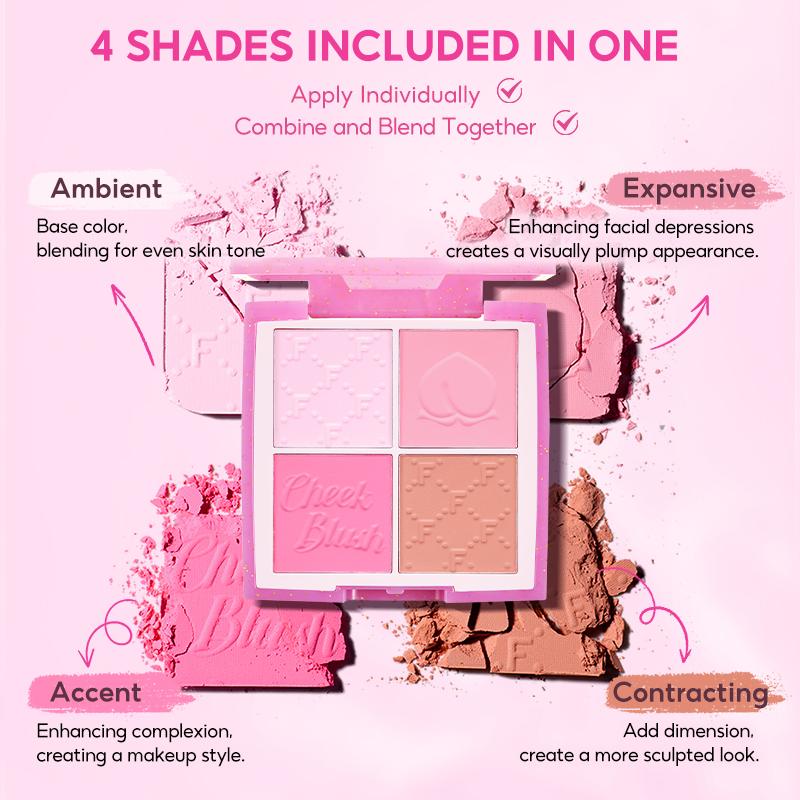 FelinWel 4 Colors Cheek Blush Palette Vegan & Cruelty-Free