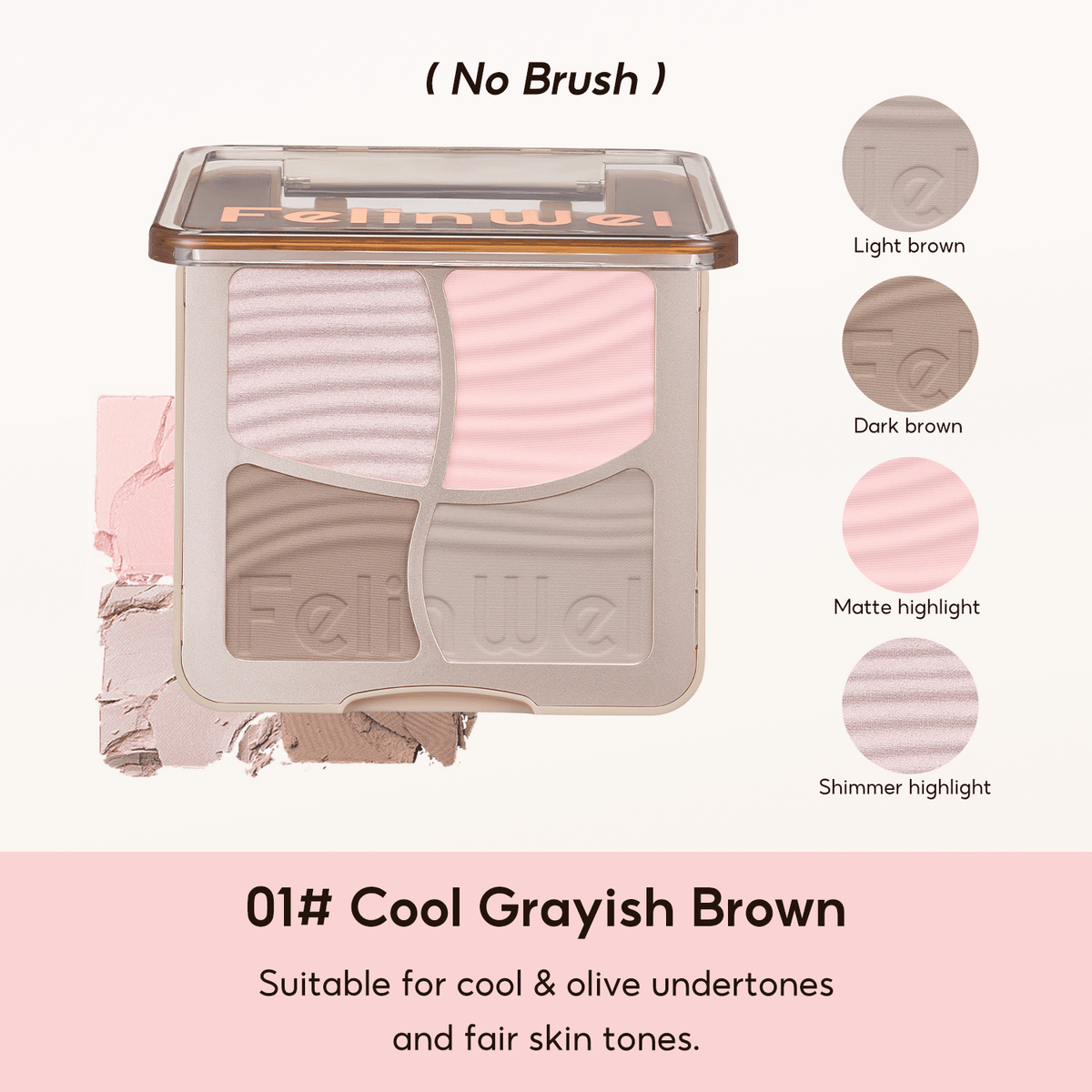 FelinWel 4 colores resaltador contorno paleta maquillaje 3D bronceador mate contorno polvo 