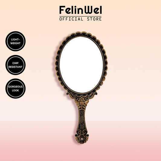 FelinWel - Espejo de tocador de mano ovalado estilo vintage 
