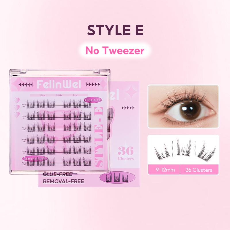 FelinWel Glue-free Cluster Eyelash Extensions Self-adhesive Remover-free Reusable