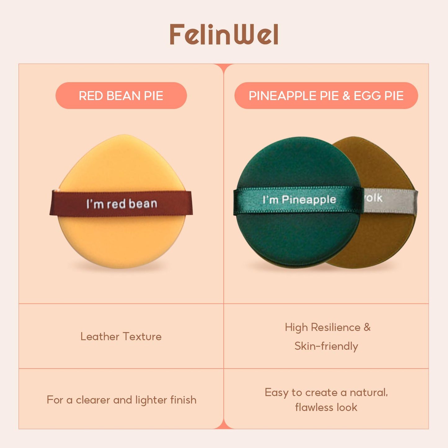 FelinWel Powder Puff Set Leather Texture Multifunctional Air Cushion Sponge