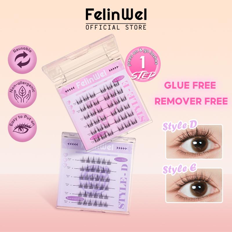 FelinWel Glue-free Cluster Eyelash Extensions Self-adhesive Remover-free Reusable