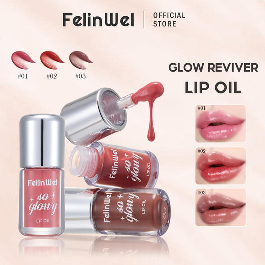 FelinWel Moisturizing Lip Oil with Glossy and Sheer Finish, Blur-Glowy Texture, Nourishing Ingredients