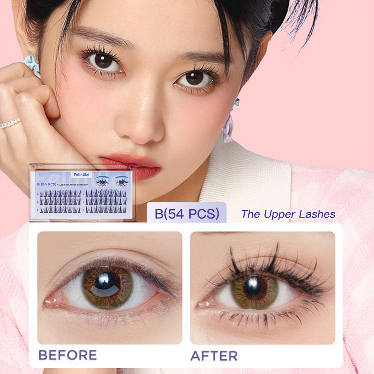 FelinWel Pestañas postizas en racimo para extensión de pestañas DIY 