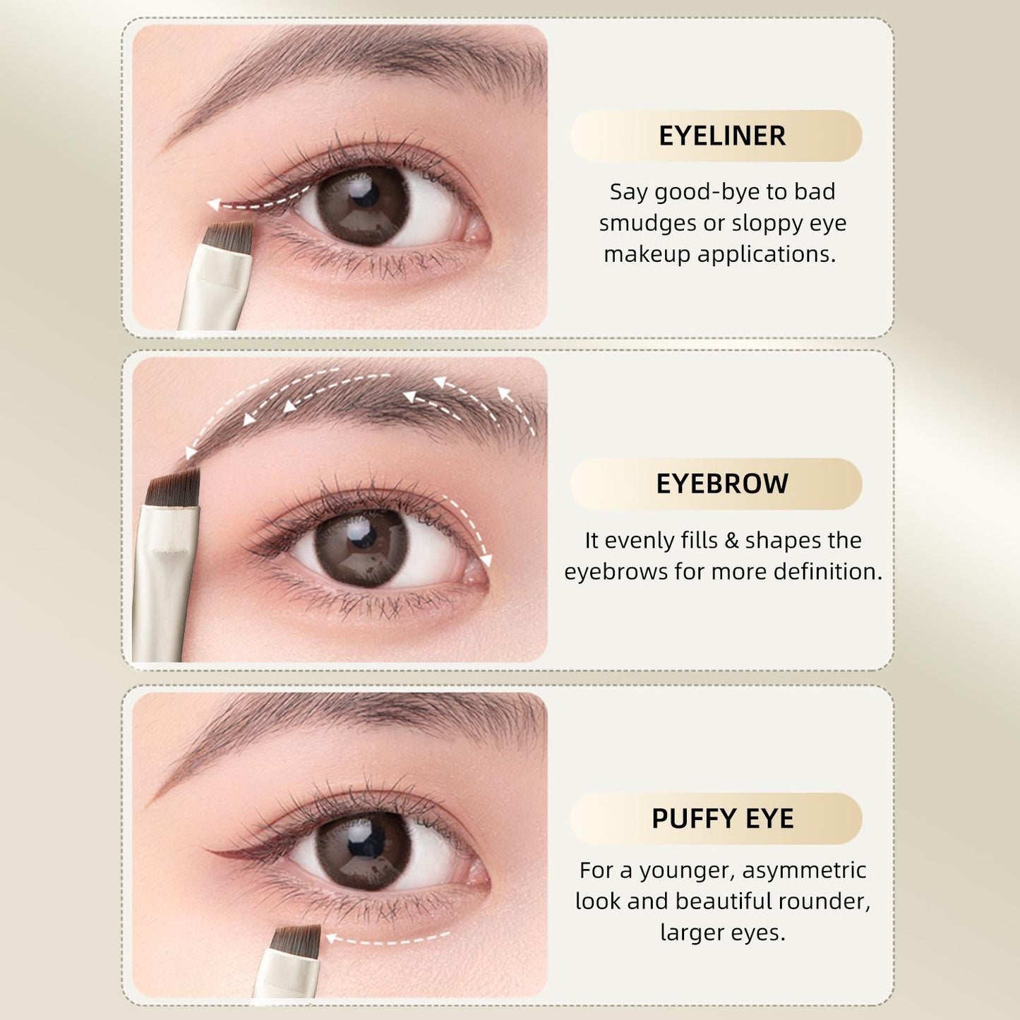 FelinWel 2 brochas de maquillaje para cejas y delineador de ojos en ángulo 